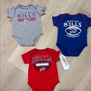Buffalo Bills Kids Bodysuit Set - Gray, Blue, Red